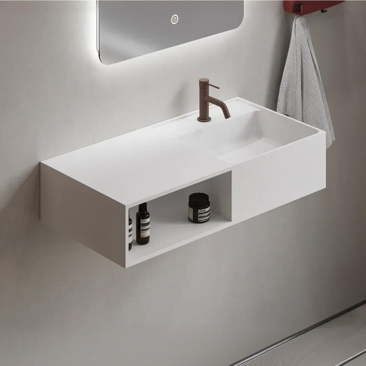 Lavabo Modul SH 80 derecho con repisa