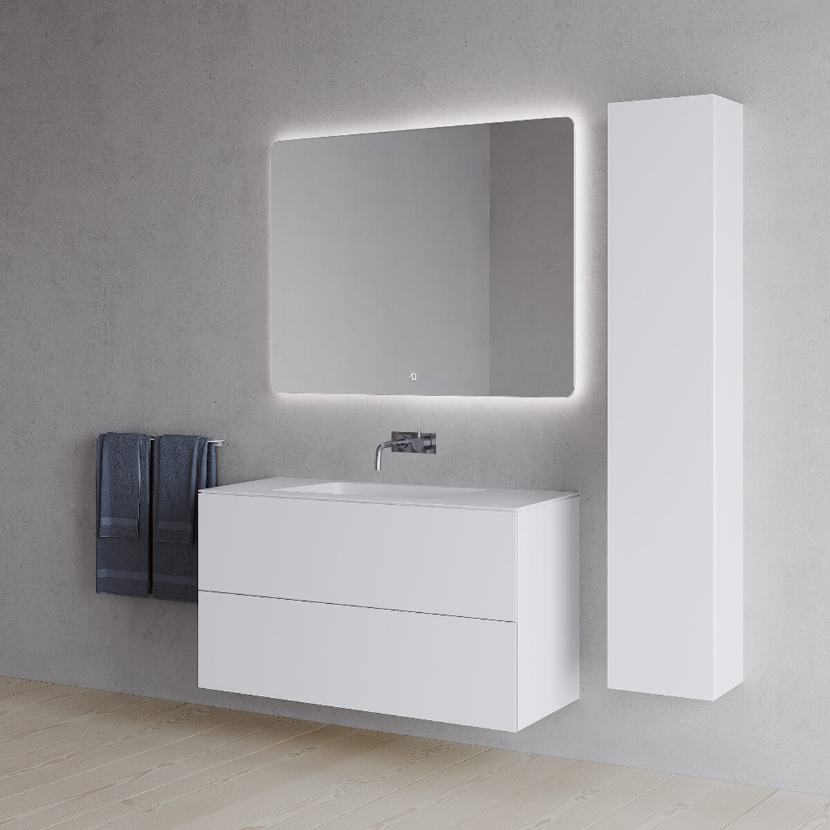 Meuble vasque SQ2 100 double avec vasque centrée