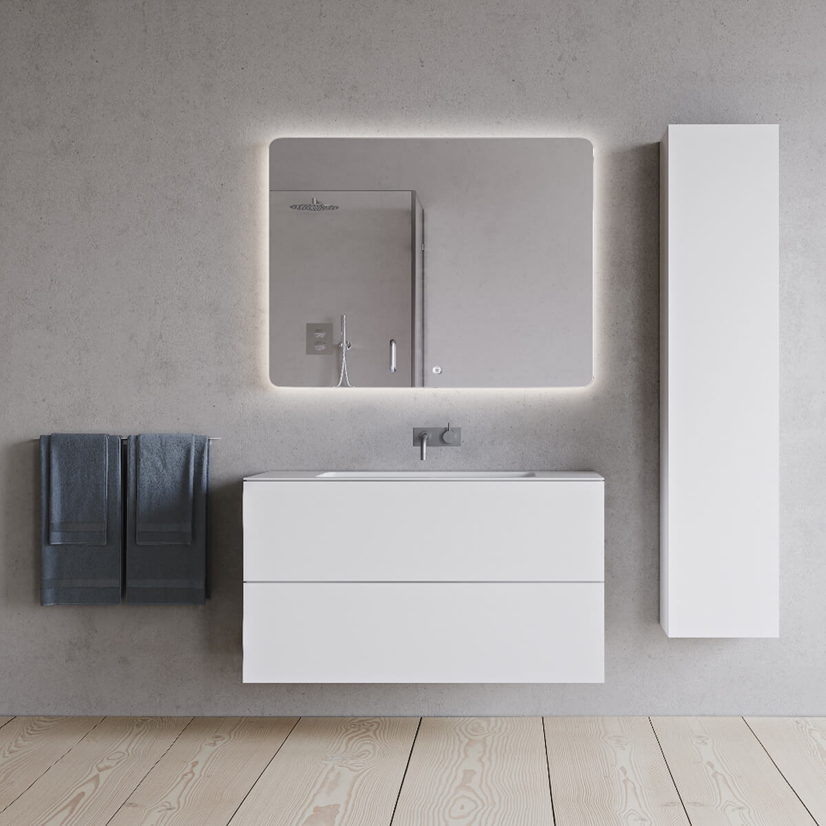 Meuble vasque SQ2 100 double avec vasque centrée