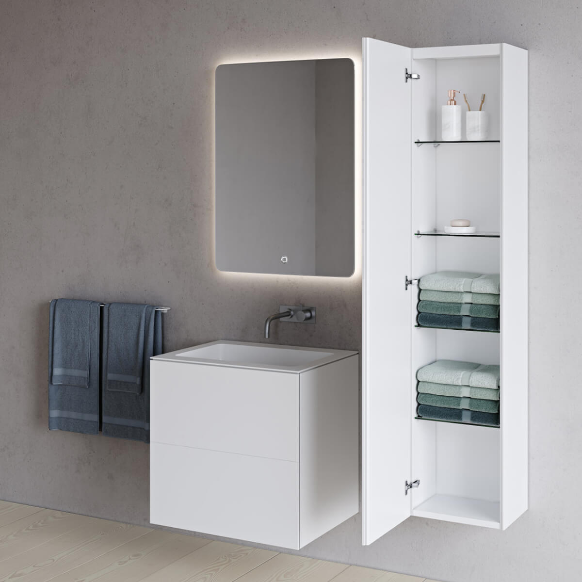 Meuble vasque SQ2 60 double avec vasque centrée