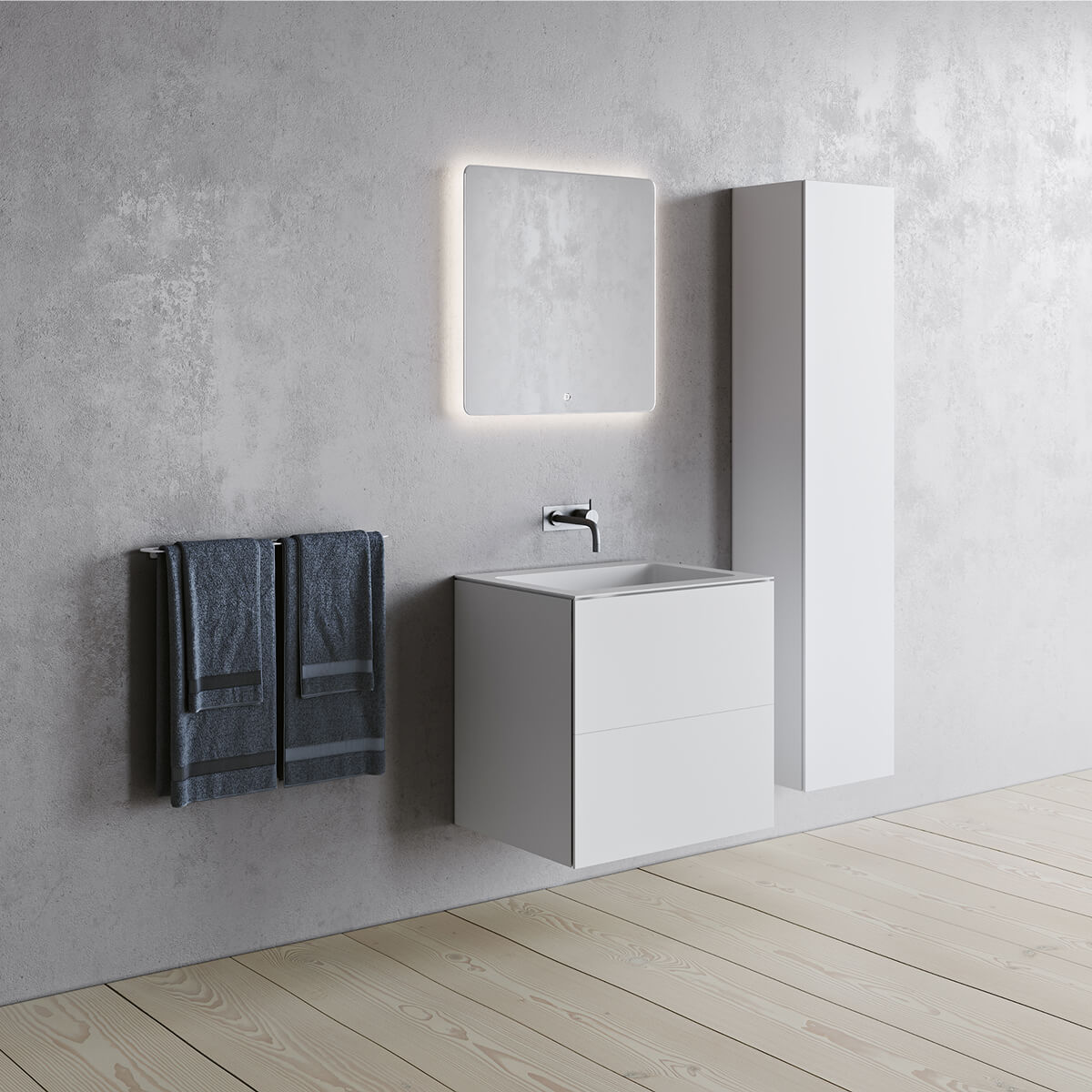 Meuble vasque SQ2 60 double avec vasque centrée