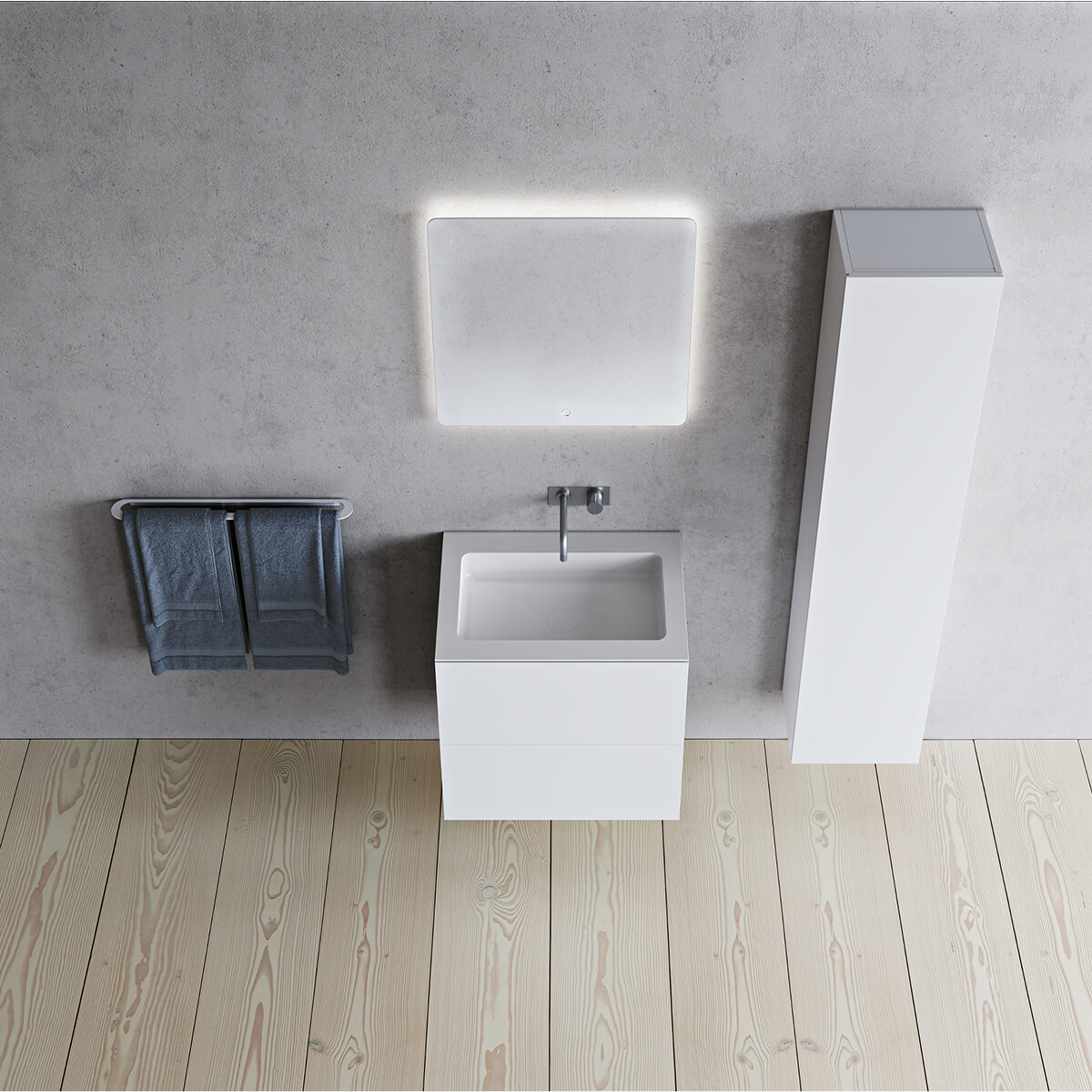 Meuble vasque SQ2 60 double avec vasque centrée
