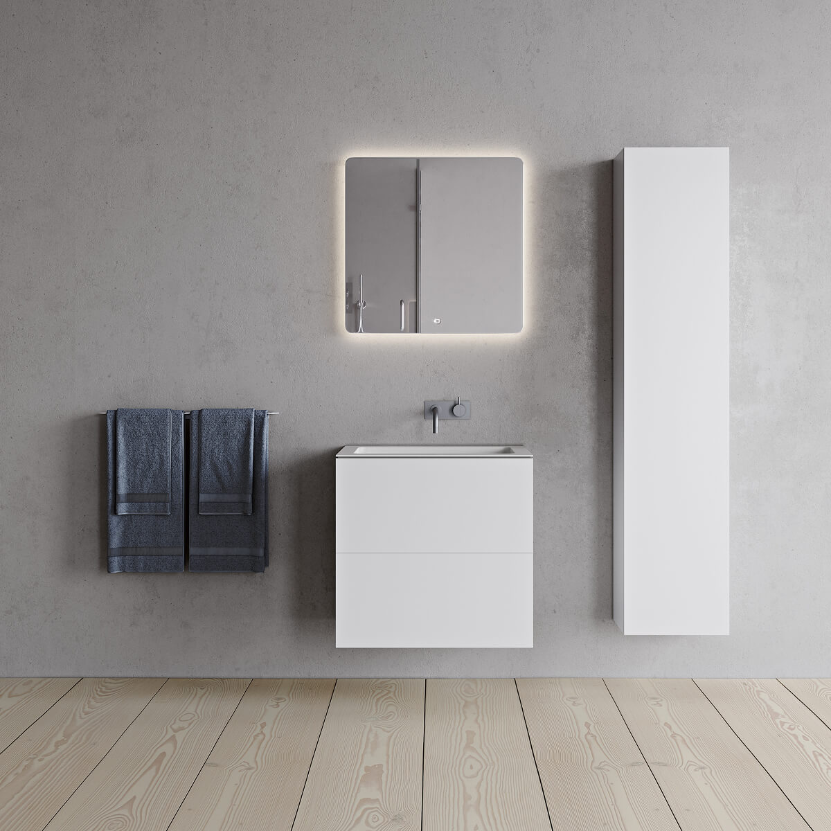 Meuble vasque SQ2 60 double avec vasque centrée