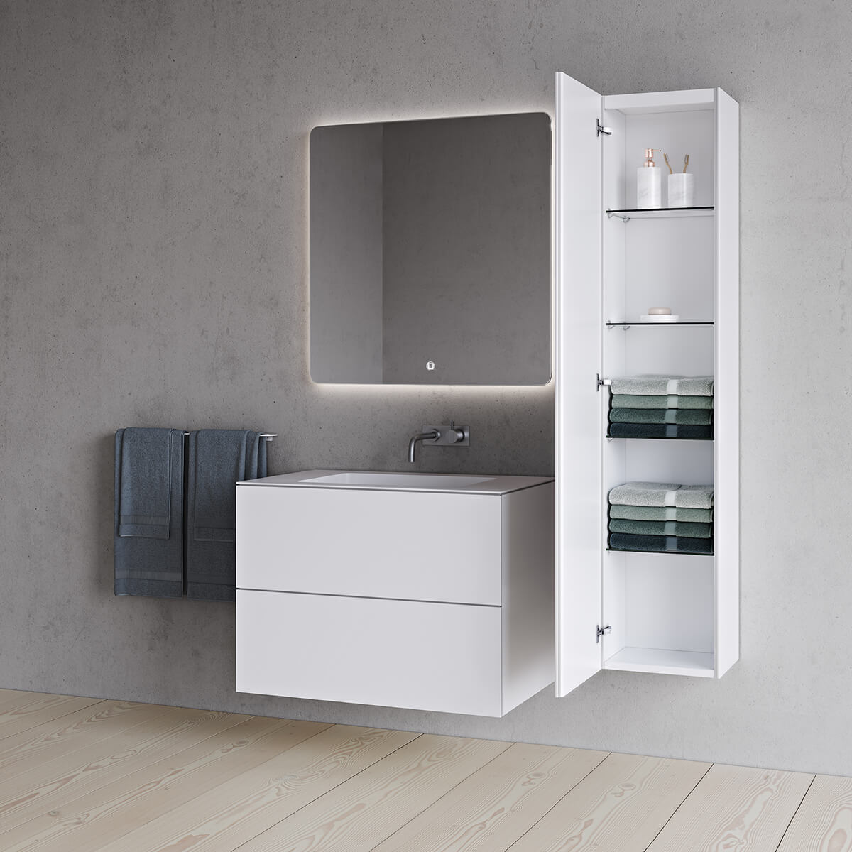 Meuble vasque SQ2 80 double avec vasque centrée