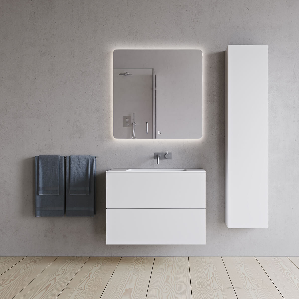 Meuble vasque SQ2 80 double avec vasque centrée