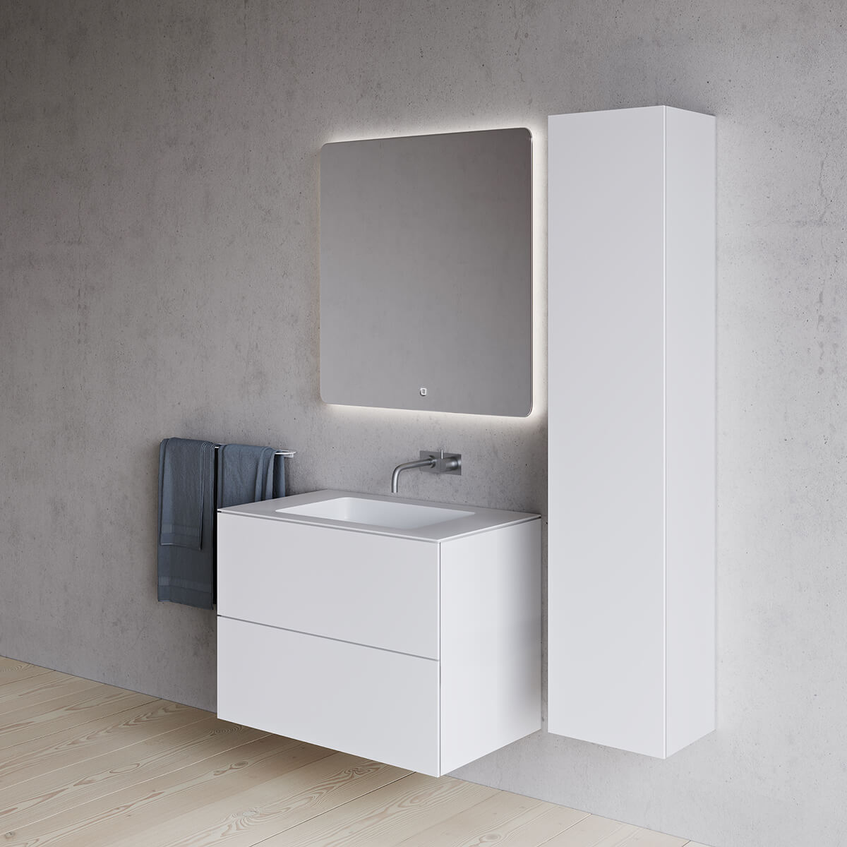 Meuble vasque SQ2 80 double avec vasque centrée