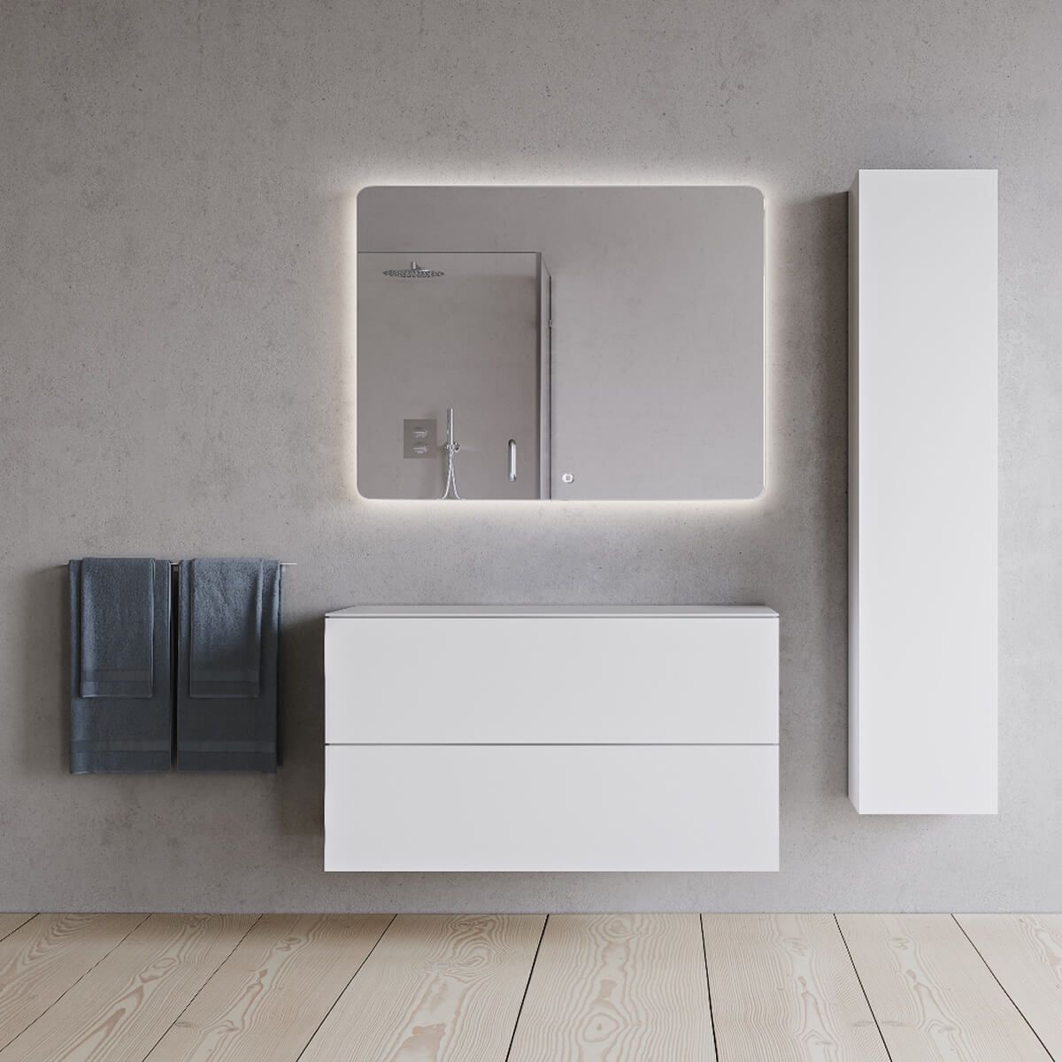 Móvel casa de banho SQ2 100 duplo com gavetas